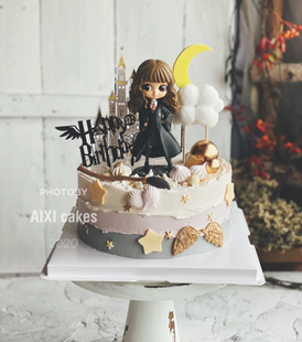 蛋糕装 饰摆件 扮 哈利波特赫敏儿童生日蛋糕摆件 魔法主题情景装