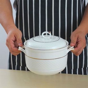陶瓷储物猪油罐大容量耐热油泼辣子调味品罐家用厨房装 汤描金纯色