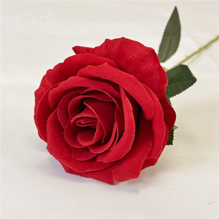 红玫瑰花仿真花干花束单支拍照直播情人节花客厅餐桌摆设装 饰假花