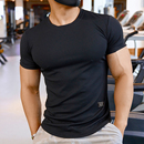 撸铁狼健身衣服男肌肉训练速干运动T恤跑步短袖 上衣 圆领纯色修身