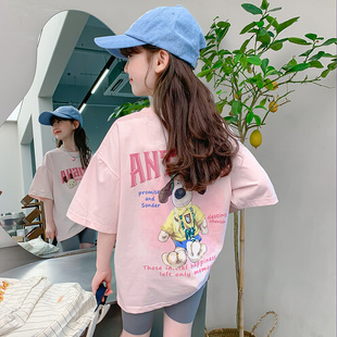 t恤短袖 小女孩半袖 女童夏装 2024新款 韩版 体恤上衣潮 洋气儿童夏季