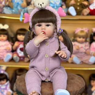 直播重生娃娃女孩玩具儿童圣诞节礼物软胶娃娃55cm可洗澡扎辫子