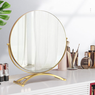 镜子化妆镜台式 大圆镜 简约ins梳妆台桌面可旋转单面卧室家用欧式