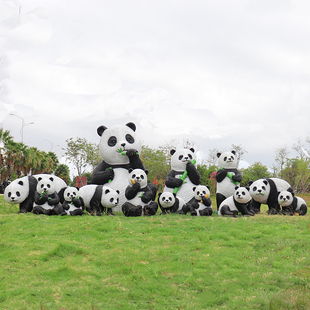 户外玻璃钢仿真大熊猫雕塑公园游乐园幼儿园地产小区动物装 饰摆件