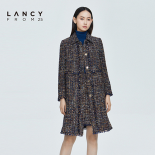 悦朗姿2022冬季 衬衫 LANCY 新款 中长款 领小香风女士外套 西装