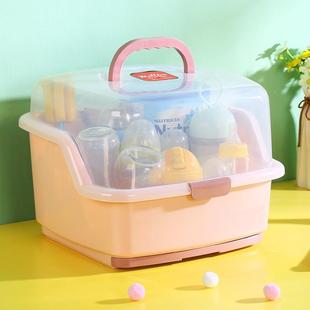 收纳箱婴儿专用奶瓶架宝宝餐具防尘沥水柜带盖辅食工具储存置物盒