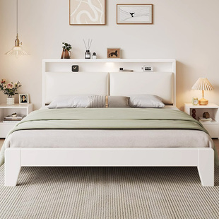 床实木床新款 现代简约软包床1.8主卧家用双人床1.5出租房单人床架