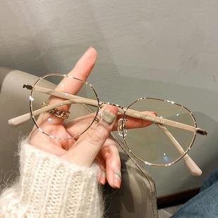 韩版 直播代发防蓝光平光镜颜值素颜圆脸眼镜框 近视眼镜女款