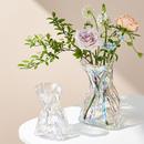 褶皱设计钱袋玻璃花瓶立体欧式 磨砂花瓶水培鲜花花瓶客厅摆件