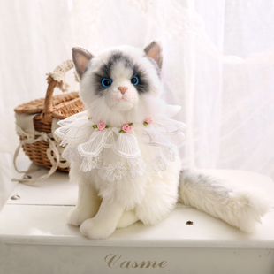 可爱仿真女神白猫布偶猫咪公仔安抚毛绒玩具偶纯手工娃娃生日礼物