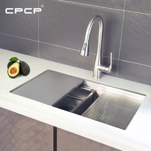 韩国CPCP厨房水槽大单槽日式 岛台单槽 台中台下手工盆多功能复式