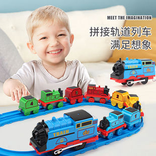 仿真电动小火车轨道套装 玩具儿童男孩汽车合金6模型4宝宝2益智3岁