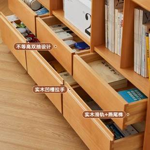 实木矮书柜家用自由组合格子柜日式 储物柜置物矮柜客厅落地书架