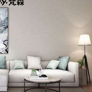 纯色素色日式 布纹亚麻墙纸北欧灰色客厅房间卧室背景墙壁纸非自粘
