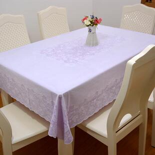 新品 家用6人长方形餐桌茶几桌布PVC防水防油免洗防烫简约紫色桌布