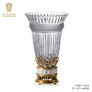 凤凰美居奢华高端欧式 布拉格进口水晶玻璃花瓶客厅玄关花插花器