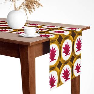菠萝花图案 短绒布艺 网红长条餐桌布电视柜茶几桌旗 花卉设计