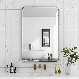 浴室镜子贴墙自粘卫生间厕所洗漱台盆化妆壁挂免打孔挂墙式 半身镜