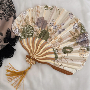水墨折扇中国风新中式 随身便携古风折叠扇子 古典复古旗袍道具夏季