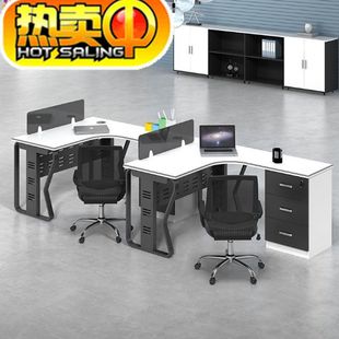 广州屏风办公桌4人桌椅组合简约L型职员桌68人卡位隔断办公室工位