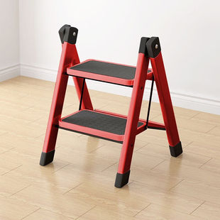 新品 L&S梯子家用人字梯子折叠梯凳多功能登高梯爬梯加厚红色两步