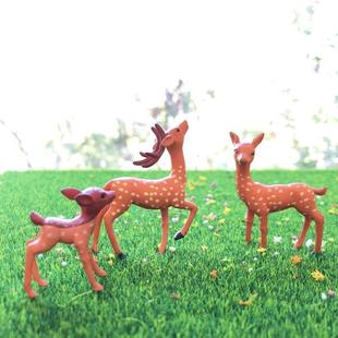 苔藓 盆栽装 可爱梅花鹿一家 微景观 多肉植物 饰玩偶摆件 蛋糕