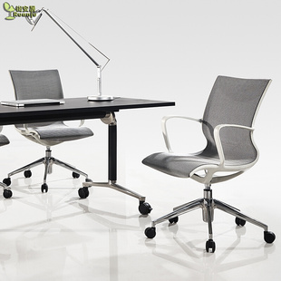 时尚 现代铝合金脚舒适白色黑色升降办公电脑椅子接待会议椅子B311