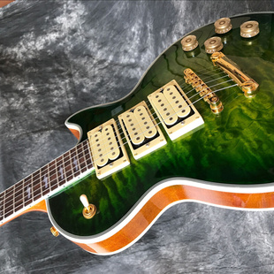 绿色条纹吉他 电吉他 质量好 定制店