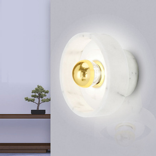 设计师款 北欧后现代简约大理石金色LED灯客厅卧室床头镜前壁灯