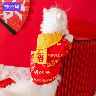 神经猫猫咪衣服带围巾猫咪毛衣布偶英短蓝猫加菲宠物用品冬季 保暖