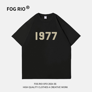 RIO原创设计师重磅潮牌2024新款 FOG 休闲半截袖 短袖 T恤男女情侣装