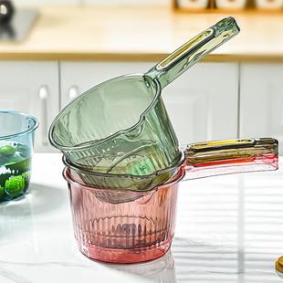 塑料大号创意透明舀水瓢洗头勺子加深加厚长柄家用厨房摔不破水勺