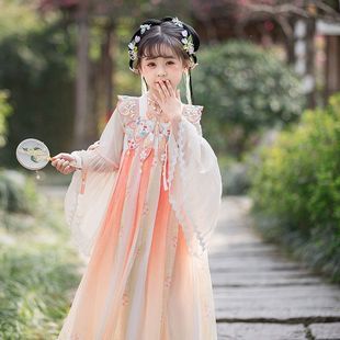 女童汉服襦裙女孩2024新款 唐装 中国风 古装 超仙飘逸儿童连衣裙长袖