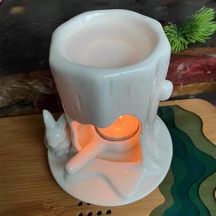 陶瓷兔子香薰炉美容院室内熏香蜡烛精油灯精油炉观夏烛台可干烧