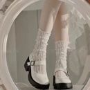 白色蕾丝袜子女款 中筒堆堆袜夏季 短袜 花朵玛丽珍袜子黑色春秋薄款