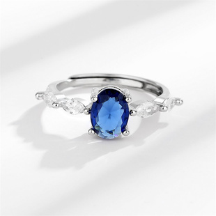 天然皇家精美蓝宝石戒指女韩版 s925银个性 奢华指环送女朋友 时尚