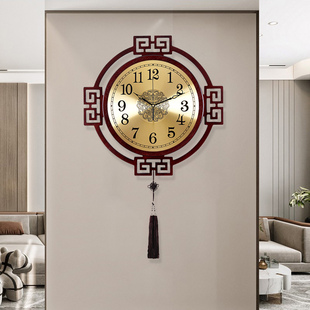挂钟客厅2023新款 家用钟表静音表挂墙玄关时钟大气艺术石英钟 中式