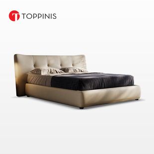 Toppinis意大利Poliform高端布艺床意式 极简真皮床别墅主卧大床