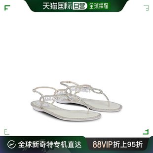 CAOVILLA 香港直邮RENE R001 女士白色水钻吊坠夹脚凉鞋 C10804