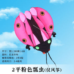 高档潍坊风筝软体瓢虫风筝大型软体成人款 仅风 风筝2平粉色瓢虫