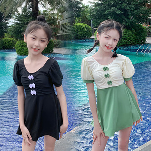 新款 儿童连体泳衣大童女孩公主可爱蝴蝶结洋气时尚 游泳衣 韩国裙式