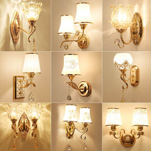 新创意现代简约水晶壁灯卧室床头灯过道欧式 客厅背景墙墙壁灯具