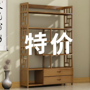 新中式 博古架书架置物架非实木多宝阁古董摆件茶叶展示架酒柜靠墙