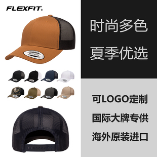 FLEXFIT 时尚 帽子 拼色透气网眼棒球帽大头围鸭舌帽夏季 网帽男士