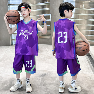 套装 男童篮球服夏装 夏季 2024新款 速干运动中大童男孩训练服 儿童装