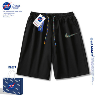 2024新款 宽松五分裤 NASA联名黑色短裤 夏季 潮牌运动短裤 男休闲美式