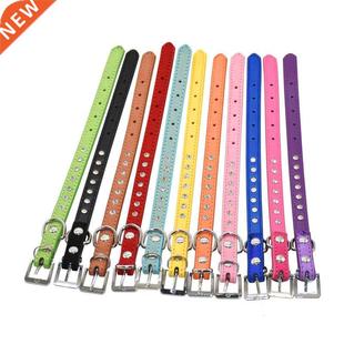 Small Crystal leather Collar Dog hot bling Pup Rhinestone