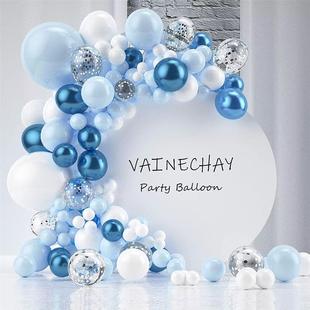 境新款 蓝色马卡龙气球套装 饰气球链套餐 开业生日婚礼派对婚庆装