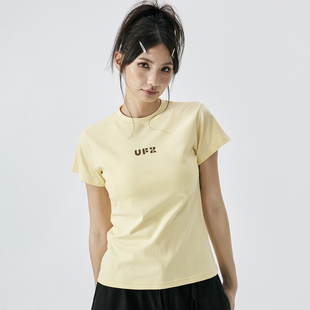 辣妹正肩短款 UFZ「轻氧凉感」夏季 短袖 t恤美式 女 复古潮牌上衣修身