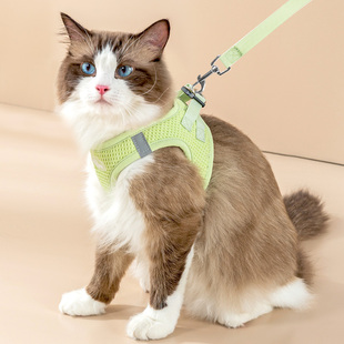 猫咪牵引绳防挣脱外出专用可调节背心式 胸背带布偶小奶猫幼猫链子